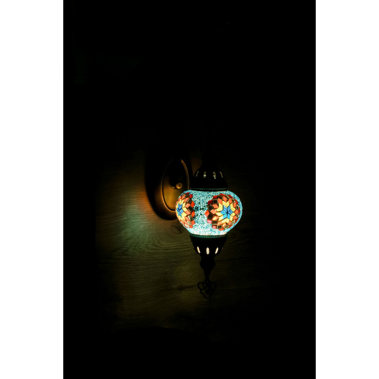 Wall lamp, blue/red/yellow mosaic 